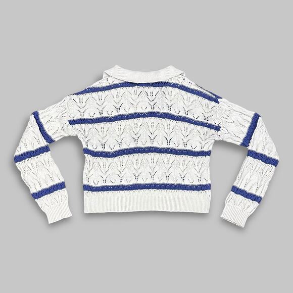 Universal Thread White & Blue Knit Collared Sweater - Women’s XS - Picture 2 of 4
